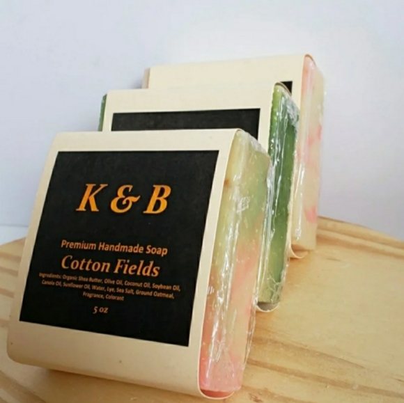 COTTON FIELDS Premium Handmade Natural Body Bar Soap, 5 oz (3 pack) - Picture 2 of 6